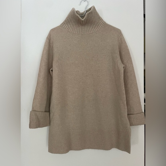 Vince beige Cowl Neck Sweater Mixed-Gauge Wool-Cashmere Turtleneck Tunic xs - Picture 8 of 9